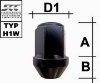 Bild von Radmutter M12x1.50  Kegelbund 60° Schlüsselweite 17mm zu schwarz