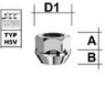 Bild von Radmutter M12x1.50  Kegelbund 60° Schlüsselweite 19mm offen  verzinkt (spez. für Adapter oder Distanzscheiben)
