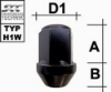 Bild von Radmutter M14x1.50  Kegelbund 60° Schlüsselweite 19mm zu schwarz