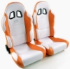 Bild von HalbschalenSitz-Set weiss/orange-Velour Typ Miami mit verststellbarer+ vorklppbarer Sitzlehne (Paarpreis)