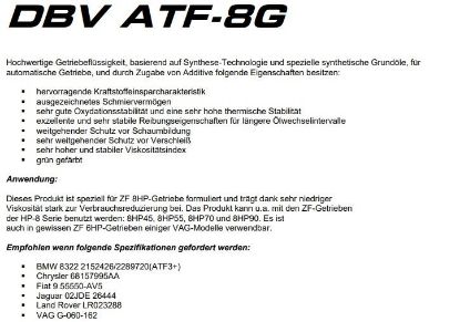 Bild von Automatenoel ATF 8G VAG-G060162 /BMW /UVM. (Dose-1Lit) *