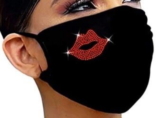 Bild von , Schutzmaske schwarz mit Motiv-Lippe *
