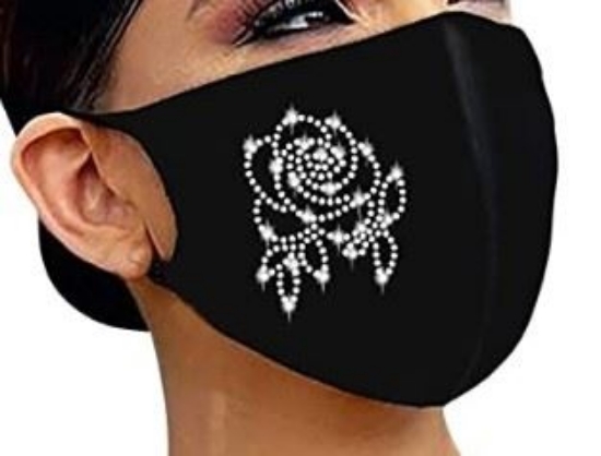 Bild von , Schutzmaske schwarz mit Motiv-Rose *